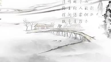 水墨清明节祭祀先祖古人怀旧视频素材视频的预览图